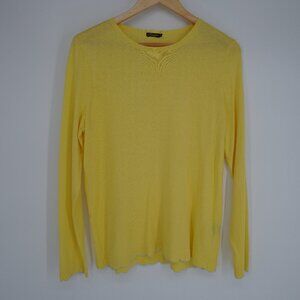 J McLaughlin Pullover Sweater Womens M Lemon Yellow Lightweight Resort Preppy